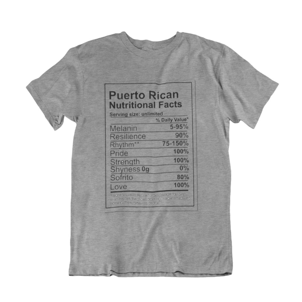 Puerto Rican Nutritional Facts T-Shirt - Picture 5 of 5